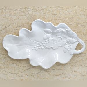 Fritz & Floyd White Oak Leaf Acorn Fall Farmhouse Plate Bristol Tray 13" x 8"